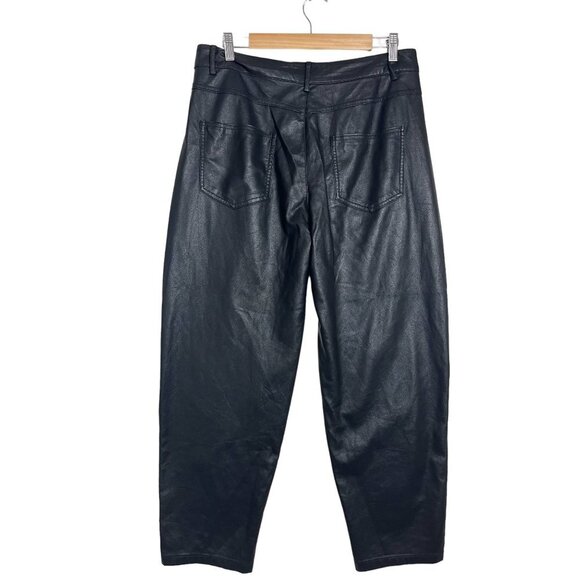 Zara Faux Womens Faux Leather Shiny Baggy Pants size Large‎ Black - Picture 2 of 10